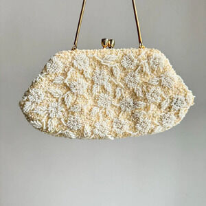 Vintage 50s 60s Simpsons Beaded Ivory Wedding Red Carpet Purse
